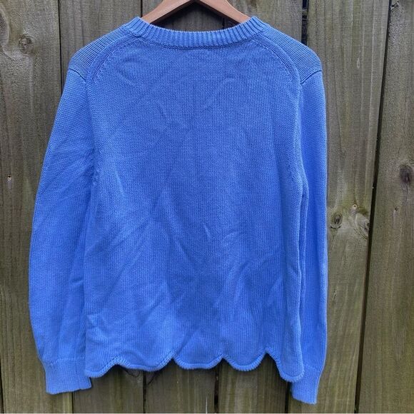 J Crew || scallop hem knit sweater cotton large periwinkle - Picture 6 of 6